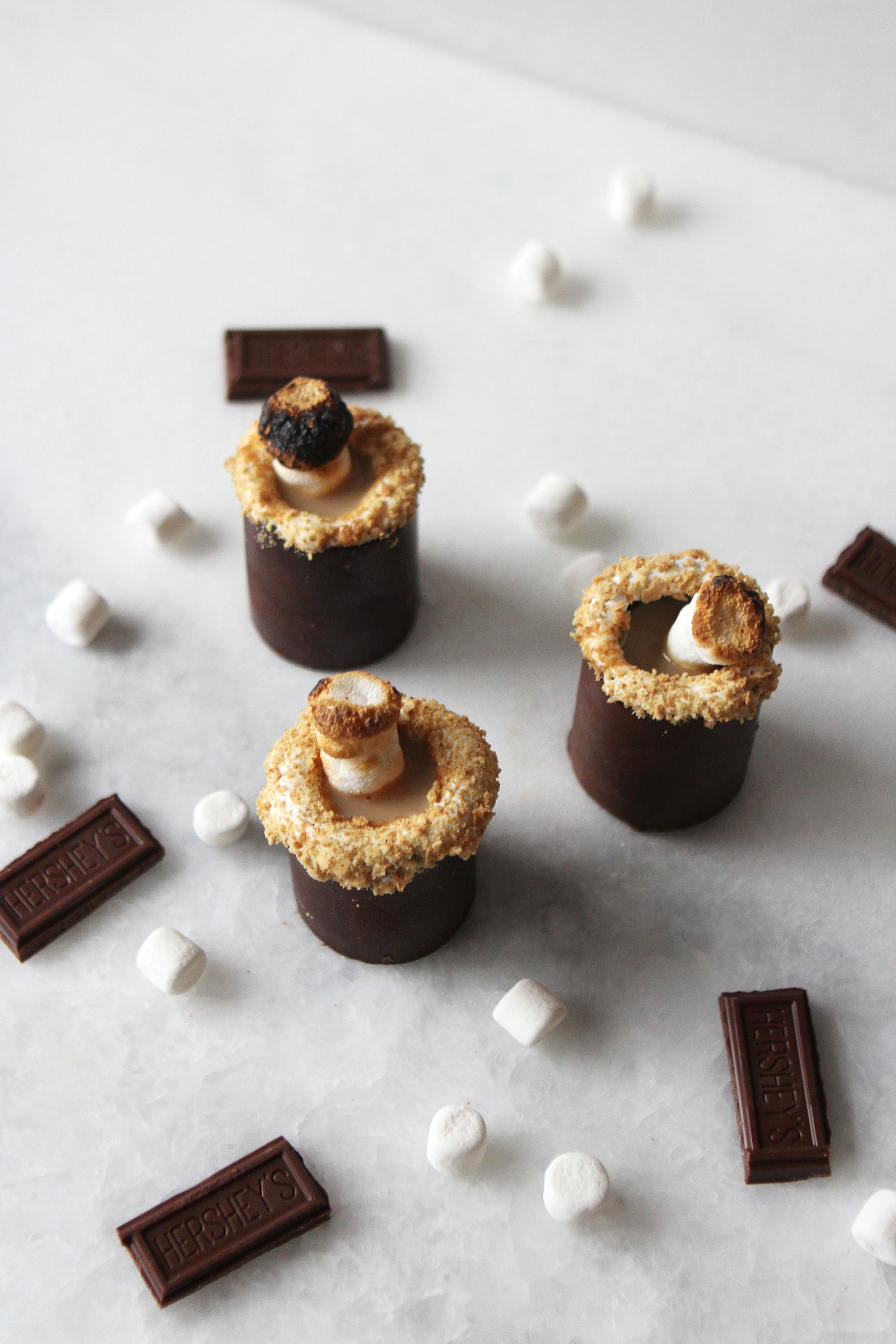 S'mores Shots in Real Chocolate Shot Glasses | Alexandra Adams