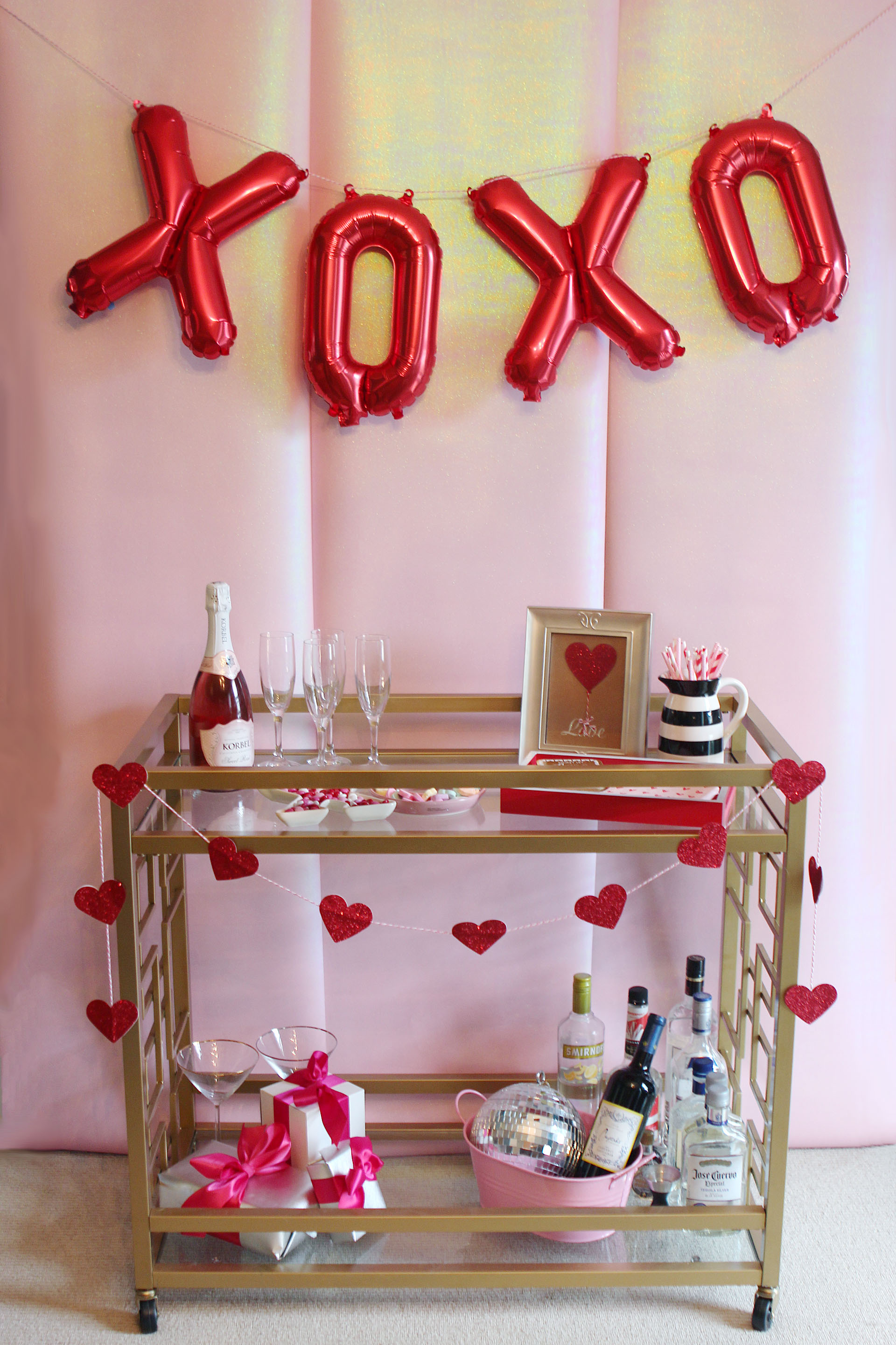 Valentine's Day Bar Cart Decor | Alexandra Adams