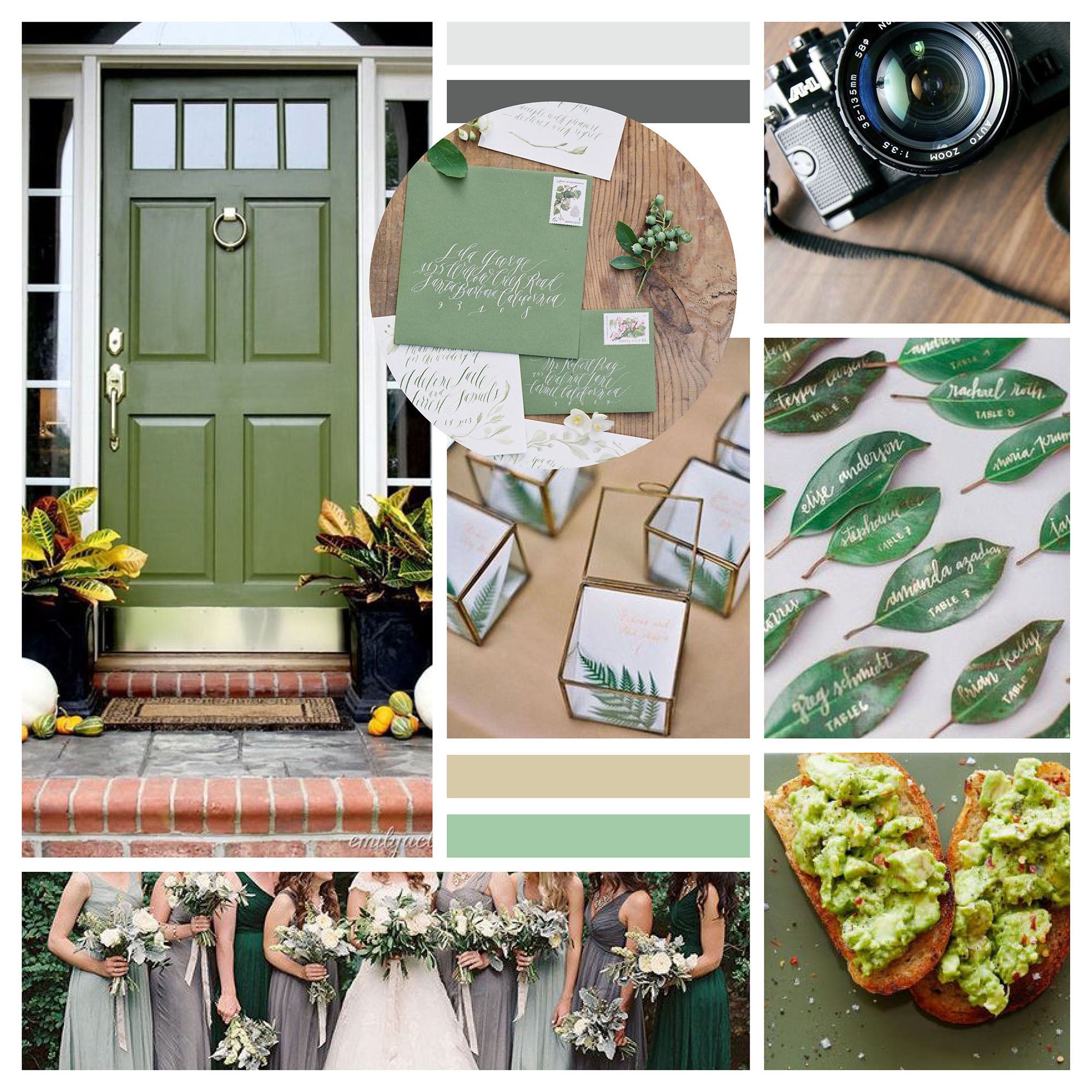 Green & Gold - fashion accessories moodboard #inspiration