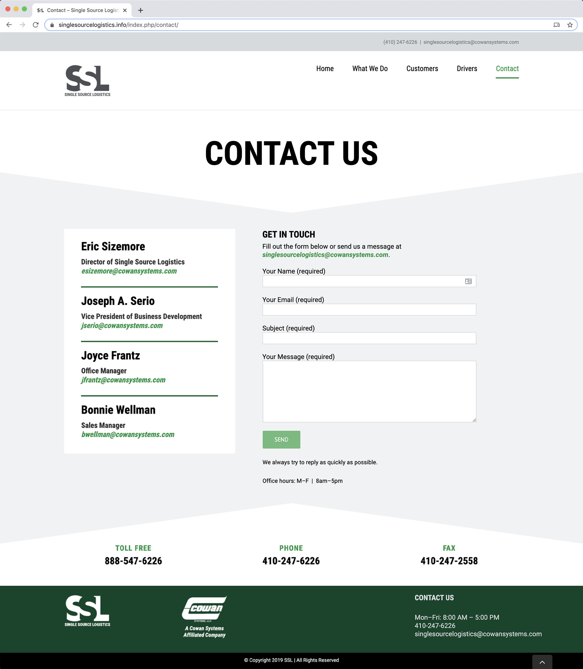 SSL Contact Us page